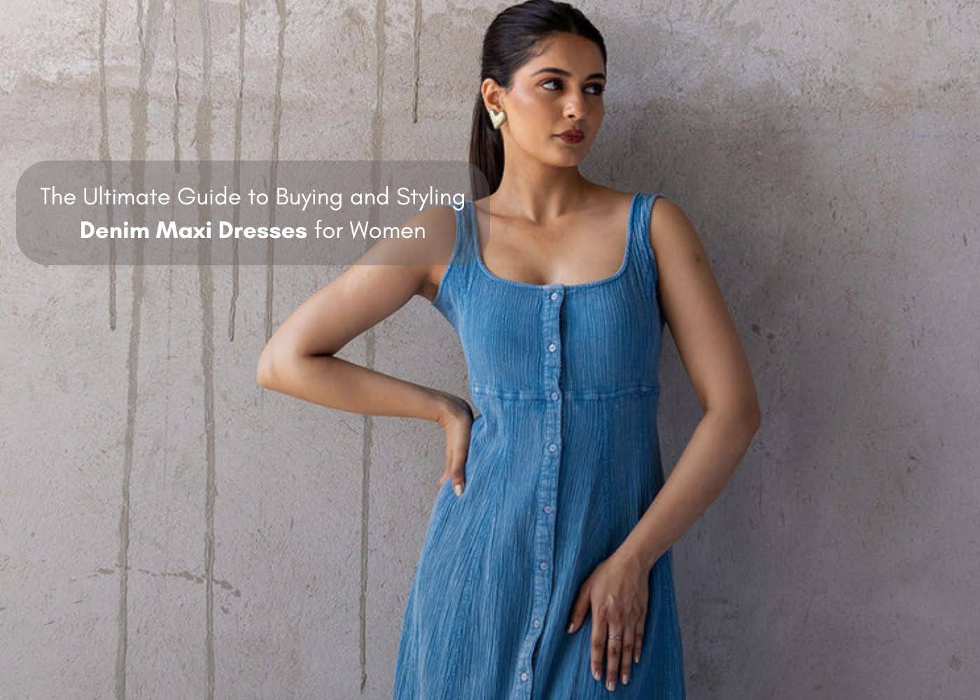 denim maxi dresses for women