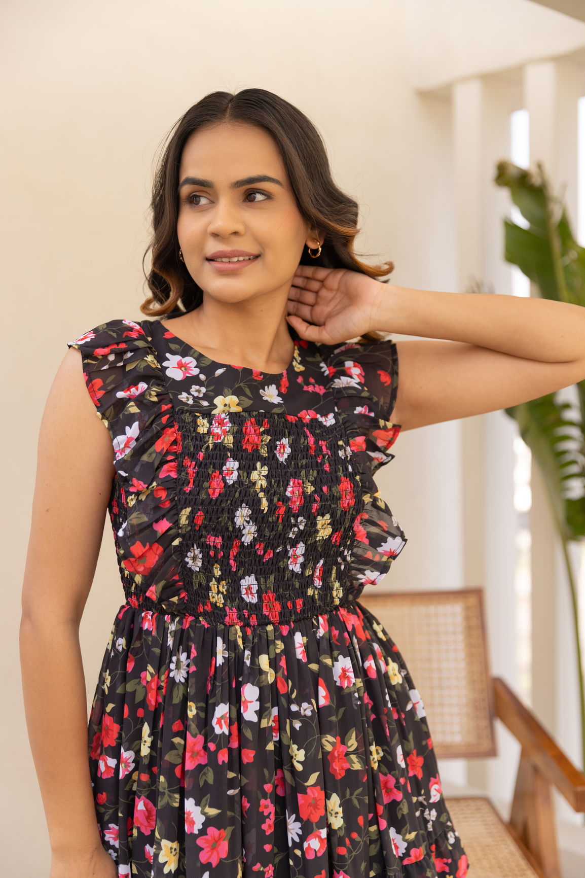 BLACK FLORAL MAXI