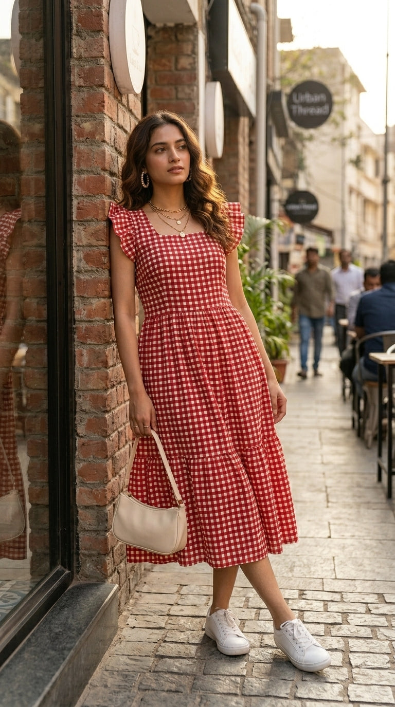 woman cotton dress CHERRY GINGHAM MAXI Size:us 2 Tango Shoes MANGO - Lyocell shirt line silhouette ensures a