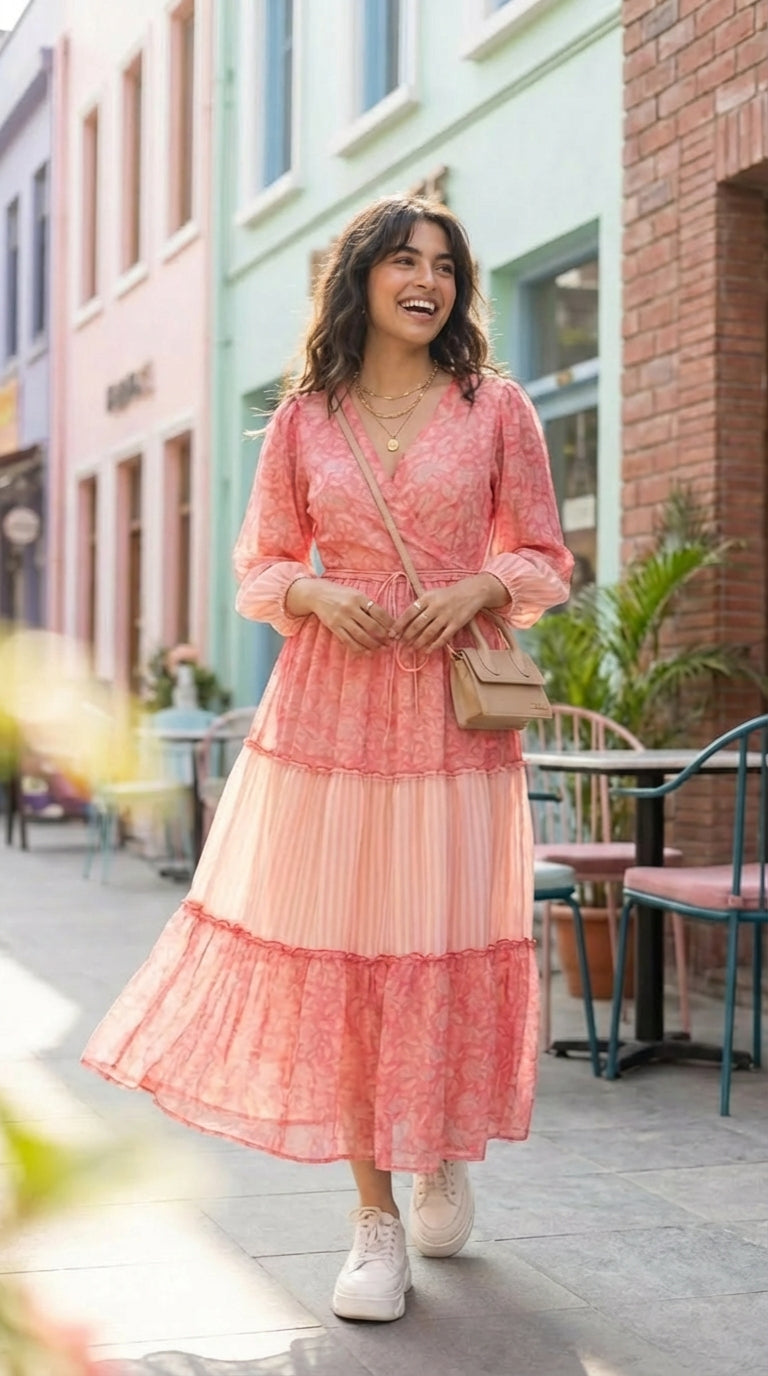 fitted lace wedding dress Tea Party Paisley Cut Out Tie Back Maxi Dress ~ Green and Pink – The Halo  Bunny Boutique main image 1