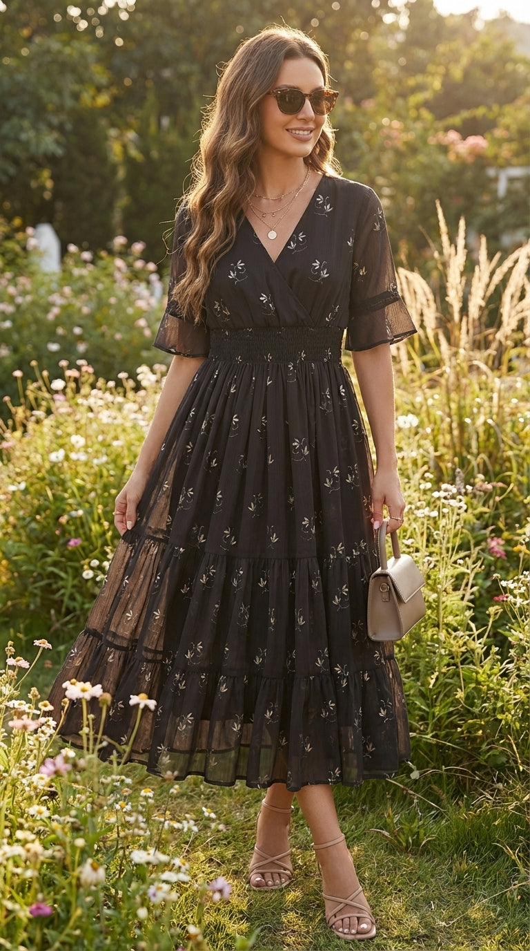 BLACK PAISLEY CHIFFON MAXI