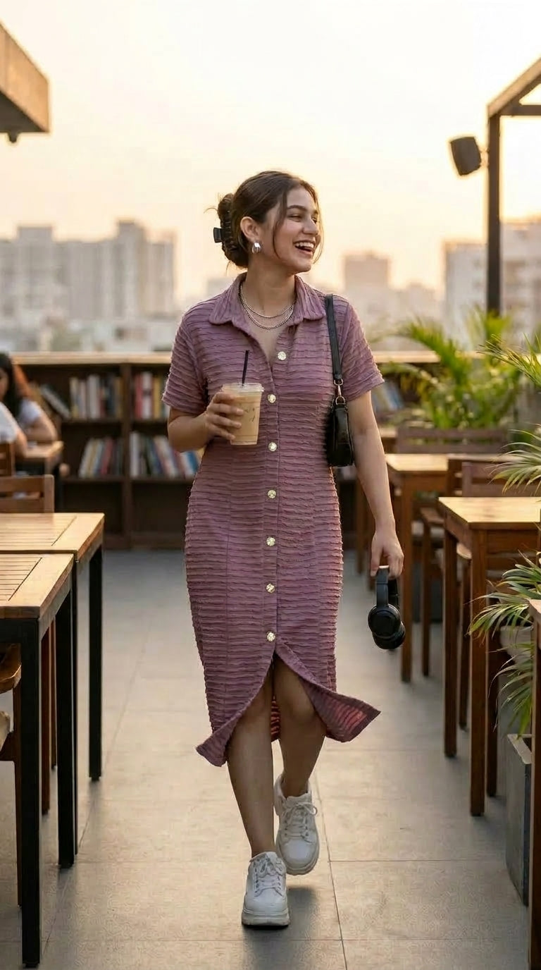 DUSTY PINK SHIRT MAXI DRESS