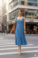 SKY BLUE COTTON DENIM DRESS