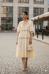 BUTTER YELLOW EMBROIDERY MIDI