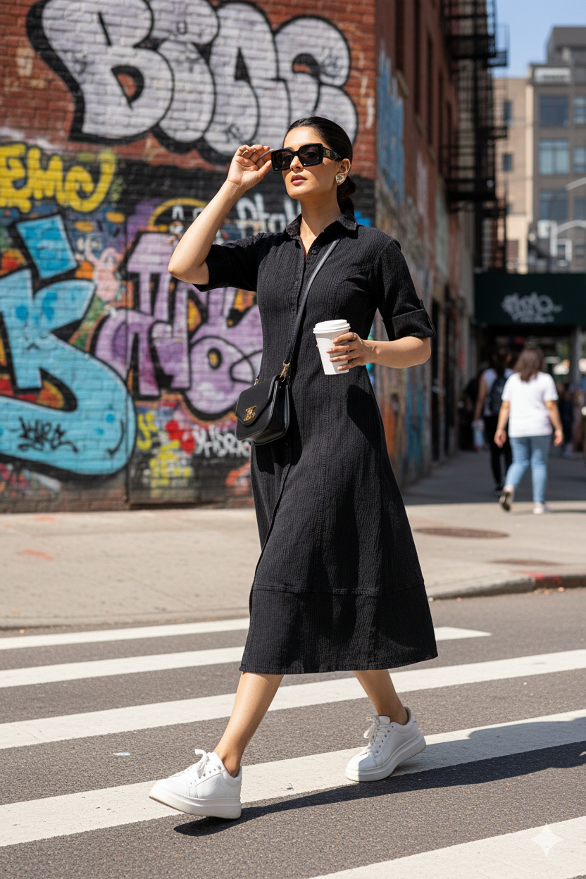 BLACK DENIM COTTON MAXI