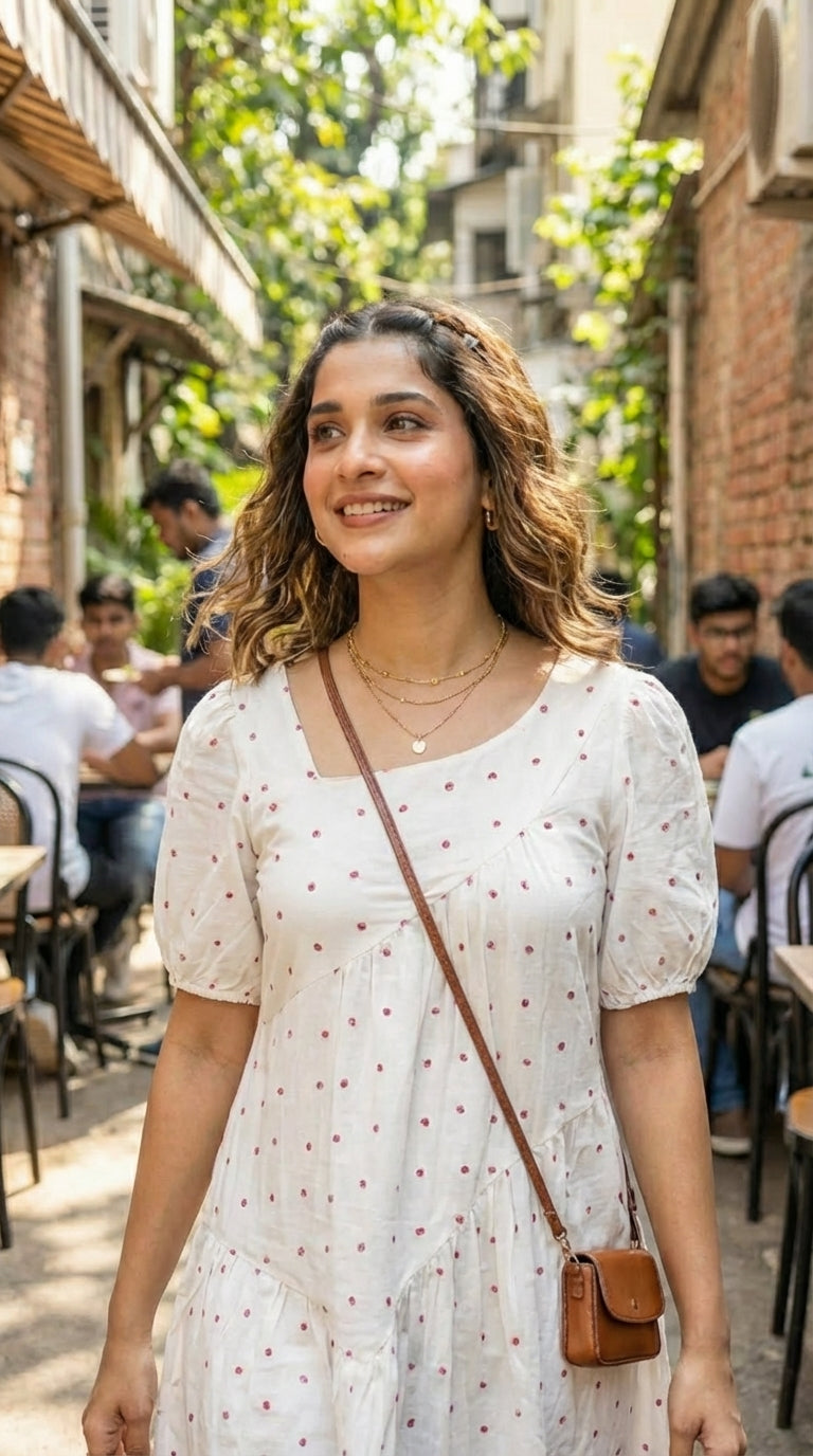 HEART PRINTED COTTON MIDI