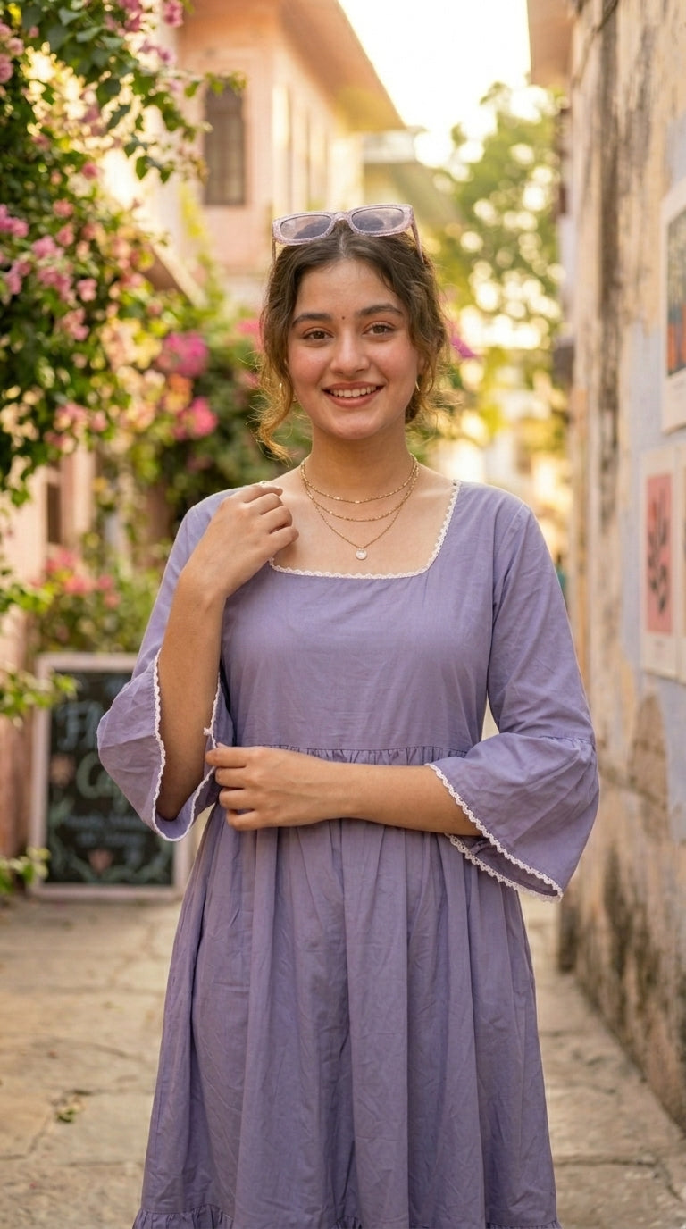 LAVENDER BREEZE COTTON DRESS