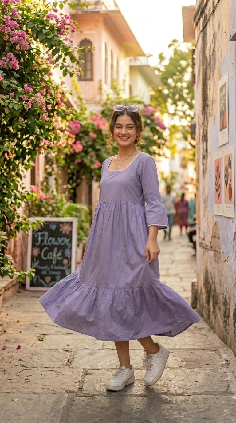 LAVENDER BREEZE COTTON DRESS