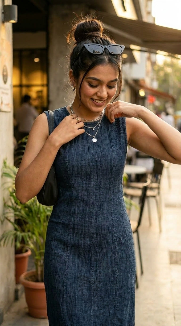 MIDNIGHT BLUE COTTON DENIM MAXI