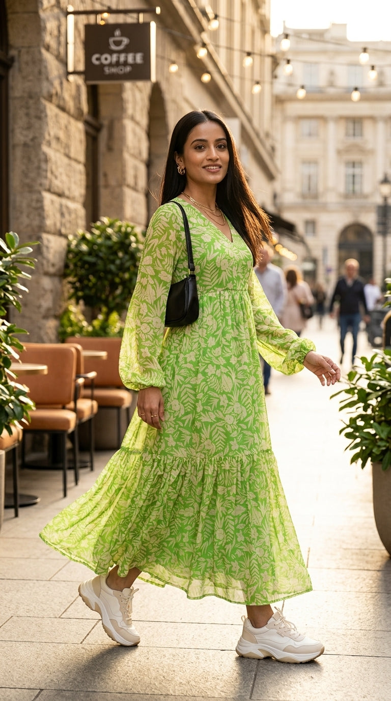 GREEN & YELLOW FLORAL MAXI
