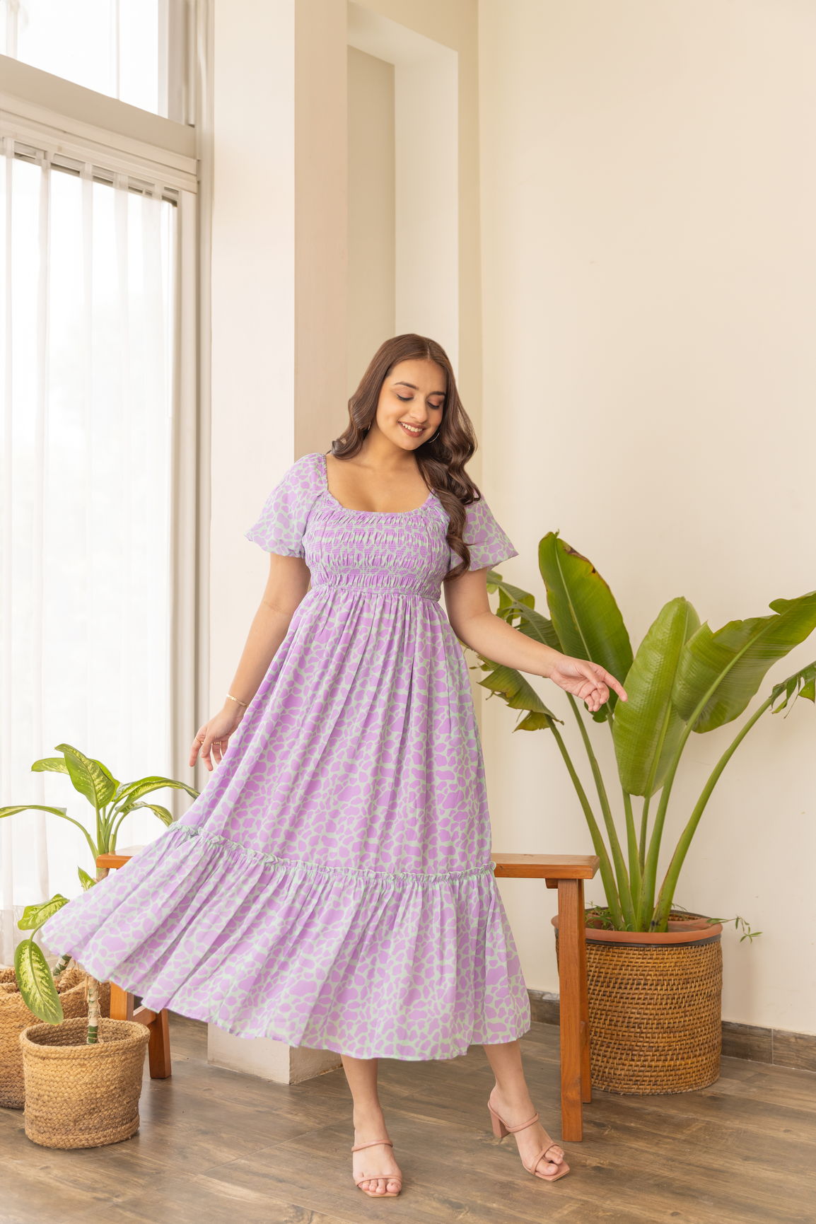 PASTEL SMOCKED NUSRING MAXI