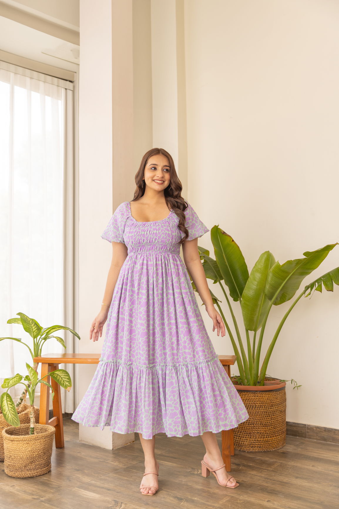 PASTEL SMOCKED NUSRING MAXI