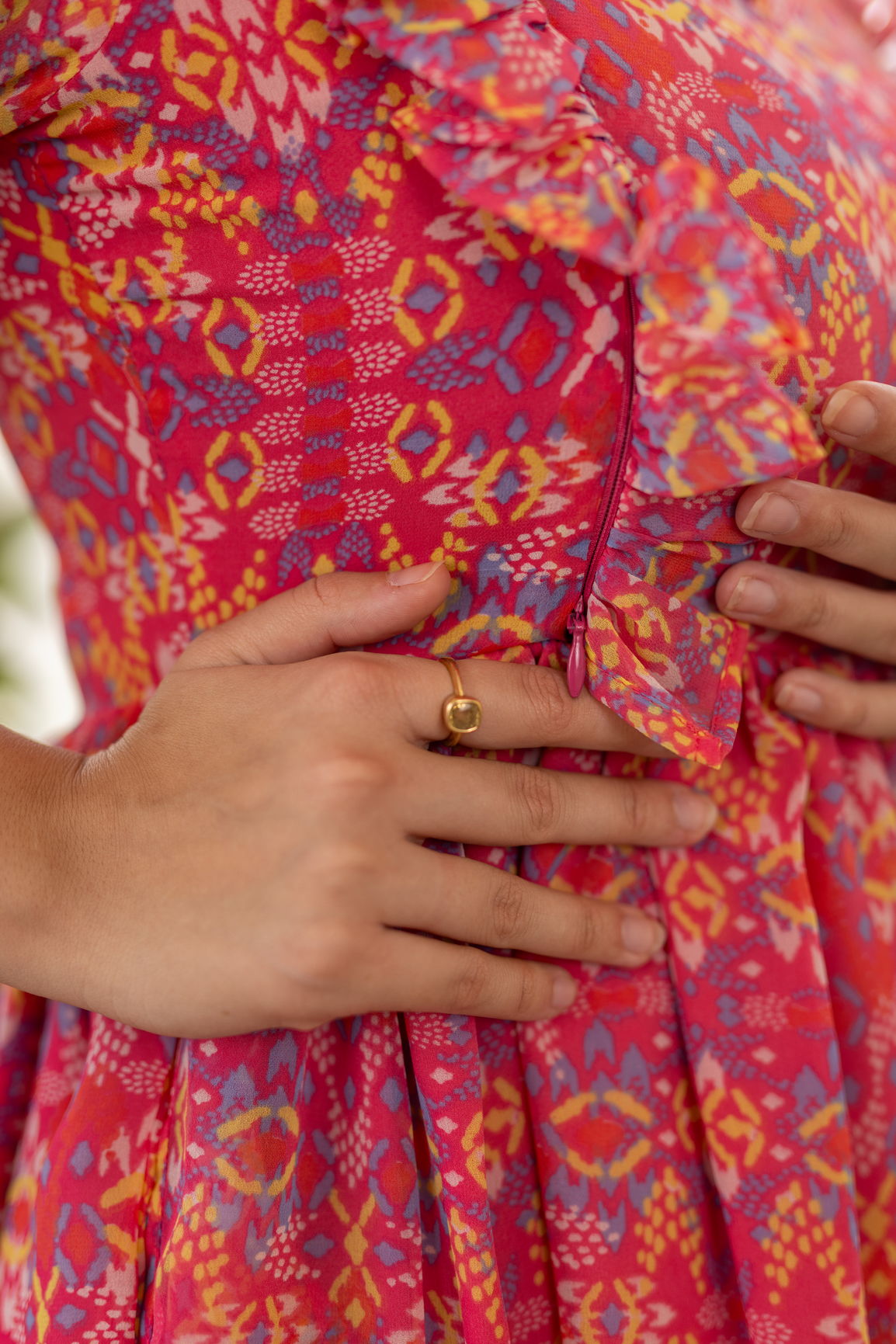PINK RUFFLE NURSING MAXI