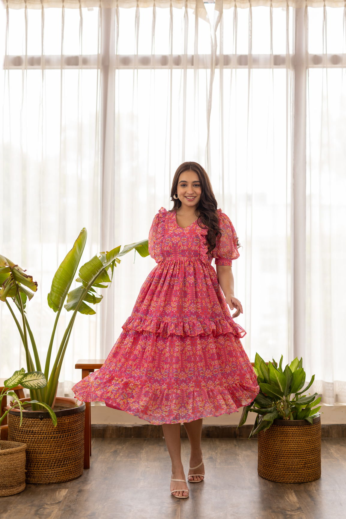 PINK RUFFLE NURSING MAXI