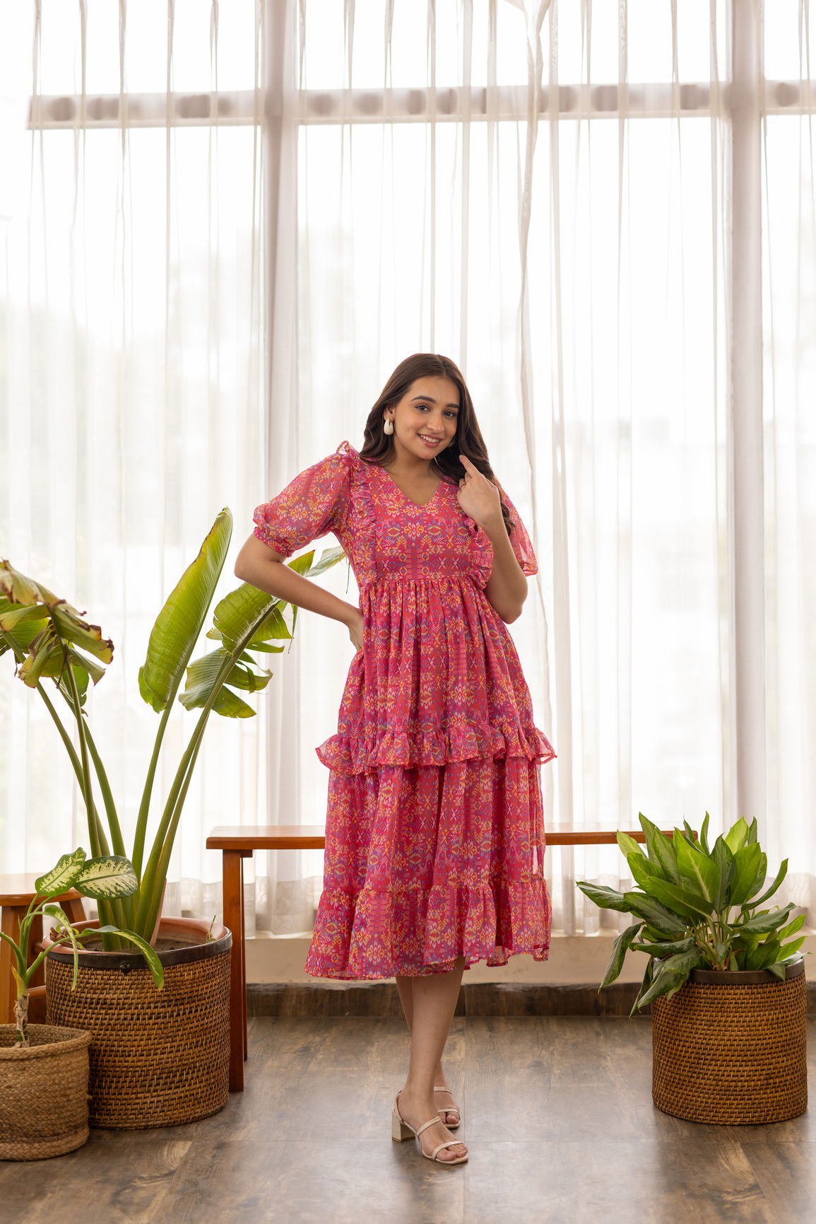 PINK RUFFLE NURSING MAXI