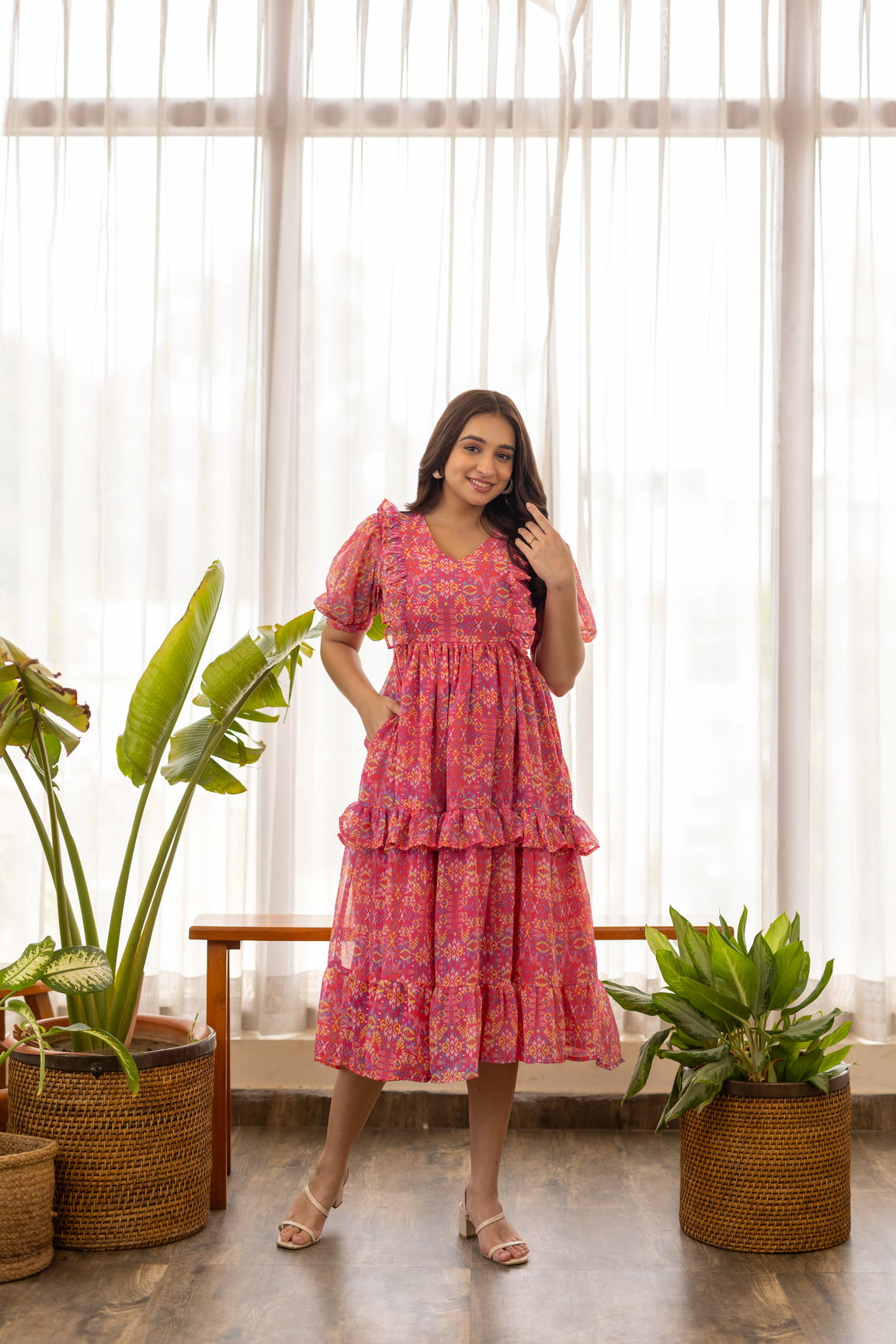 PINK RUFFLE NURSING MAXI