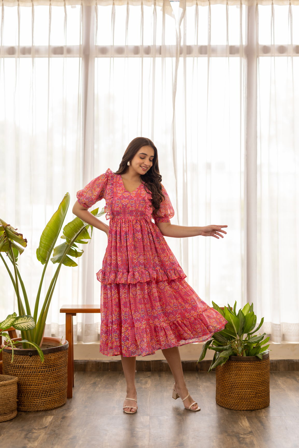 PINK RUFFLE NURSING MAXI