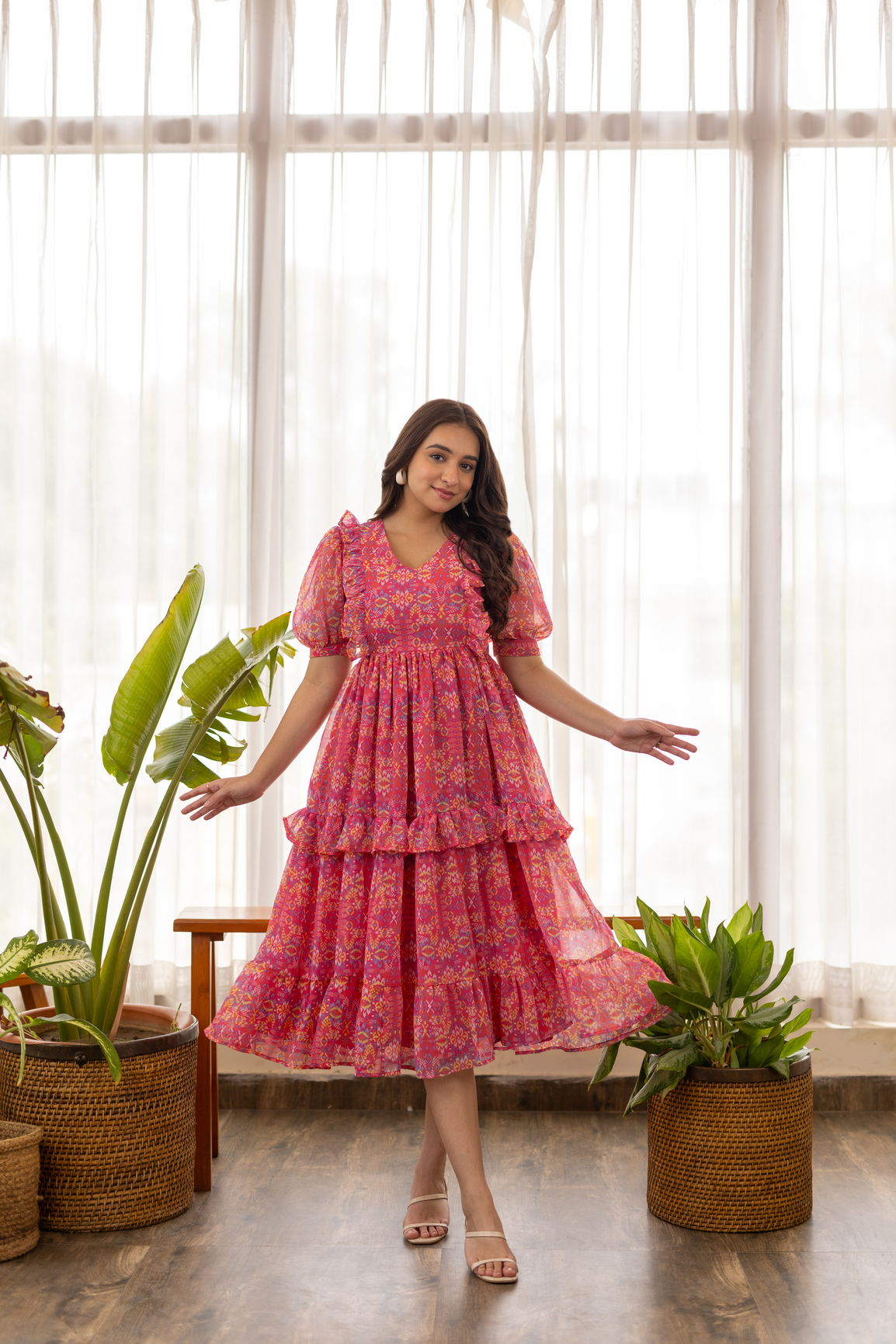 PINK RUFFLE NURSING MAXI