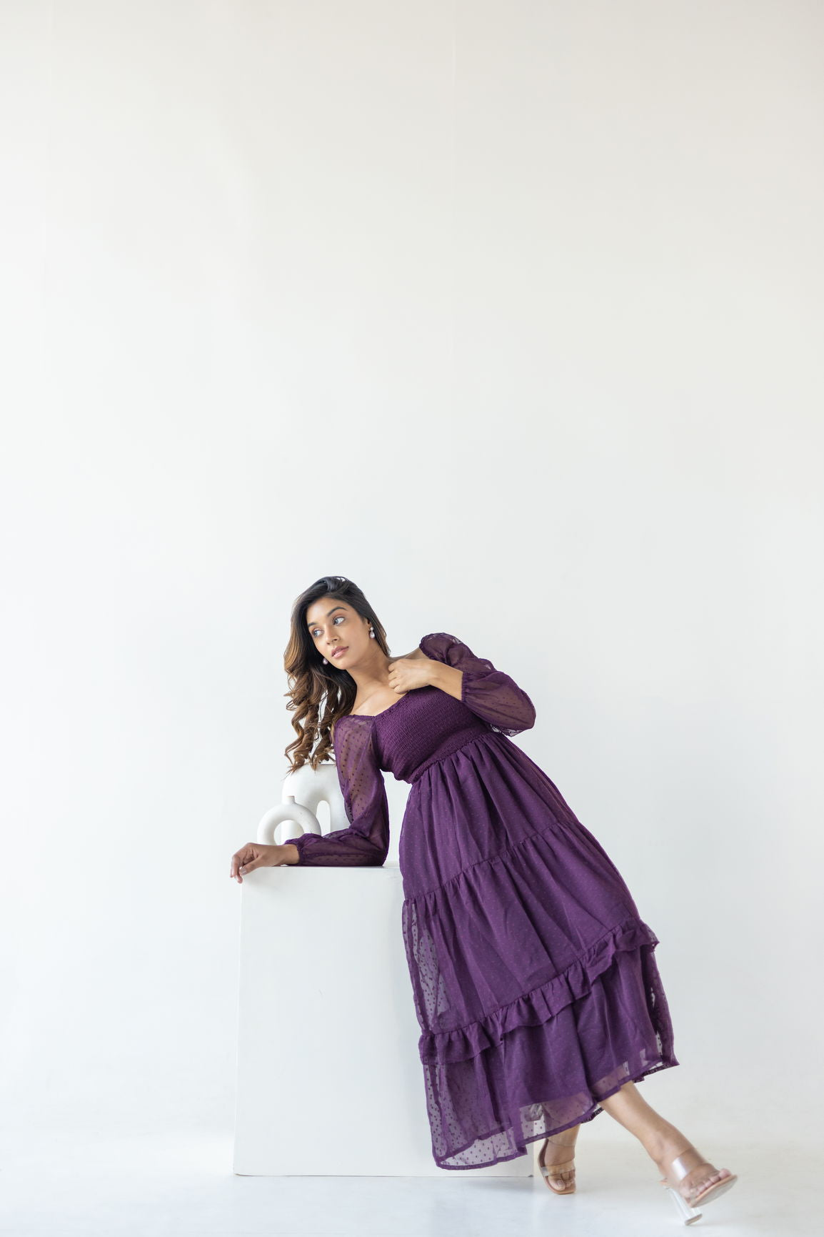 PLUM SMOCKED MAXI