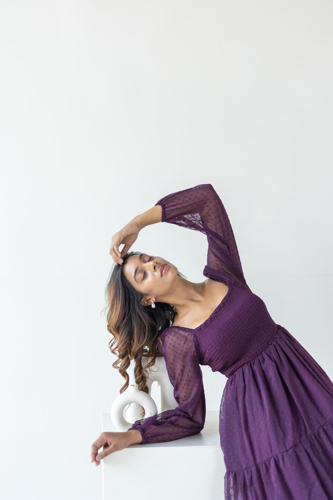 PLUM SMOCKED MAXI