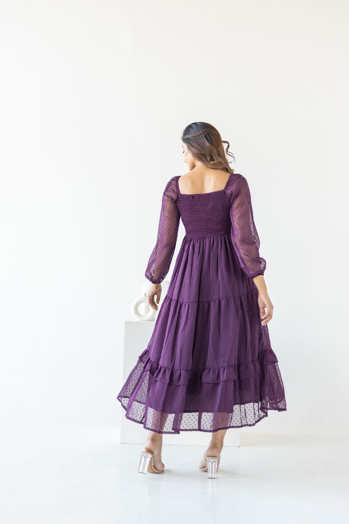 PLUM SMOCKED MAXI