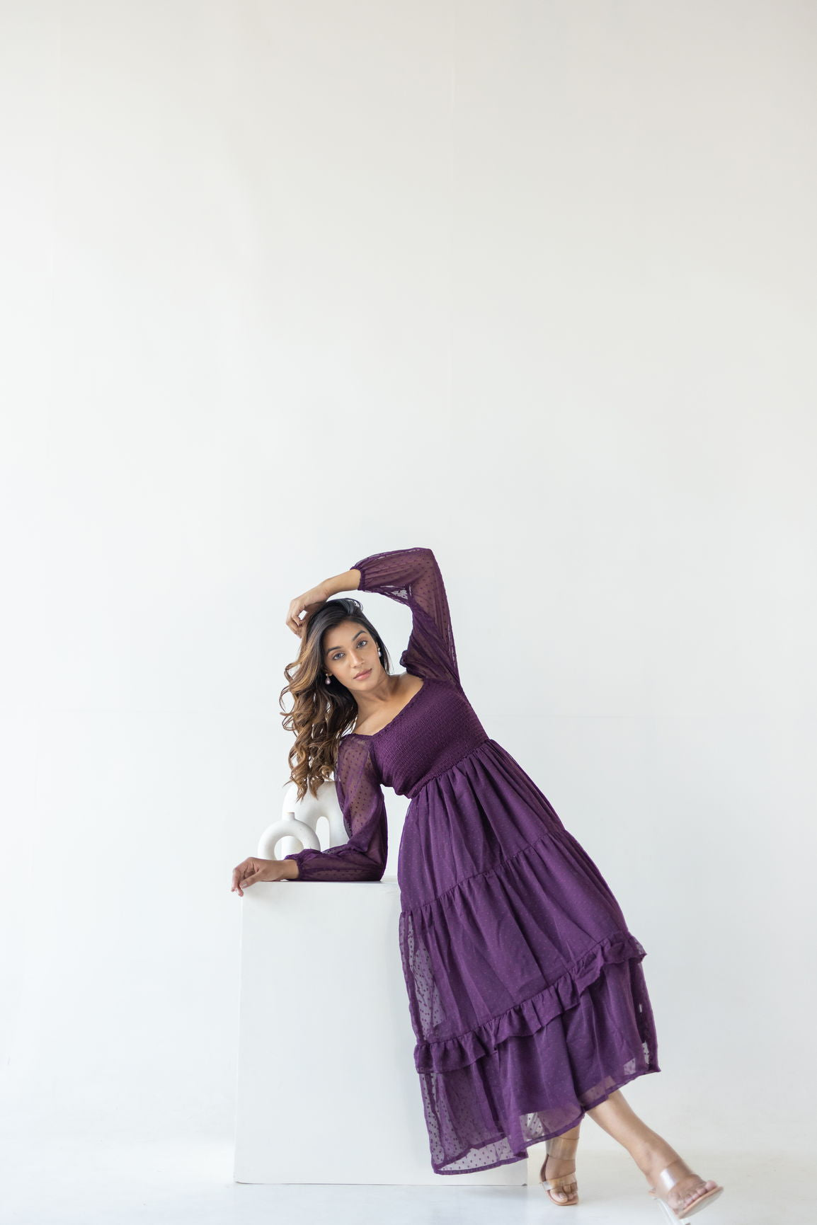 PLUM SMOCKED MAXI