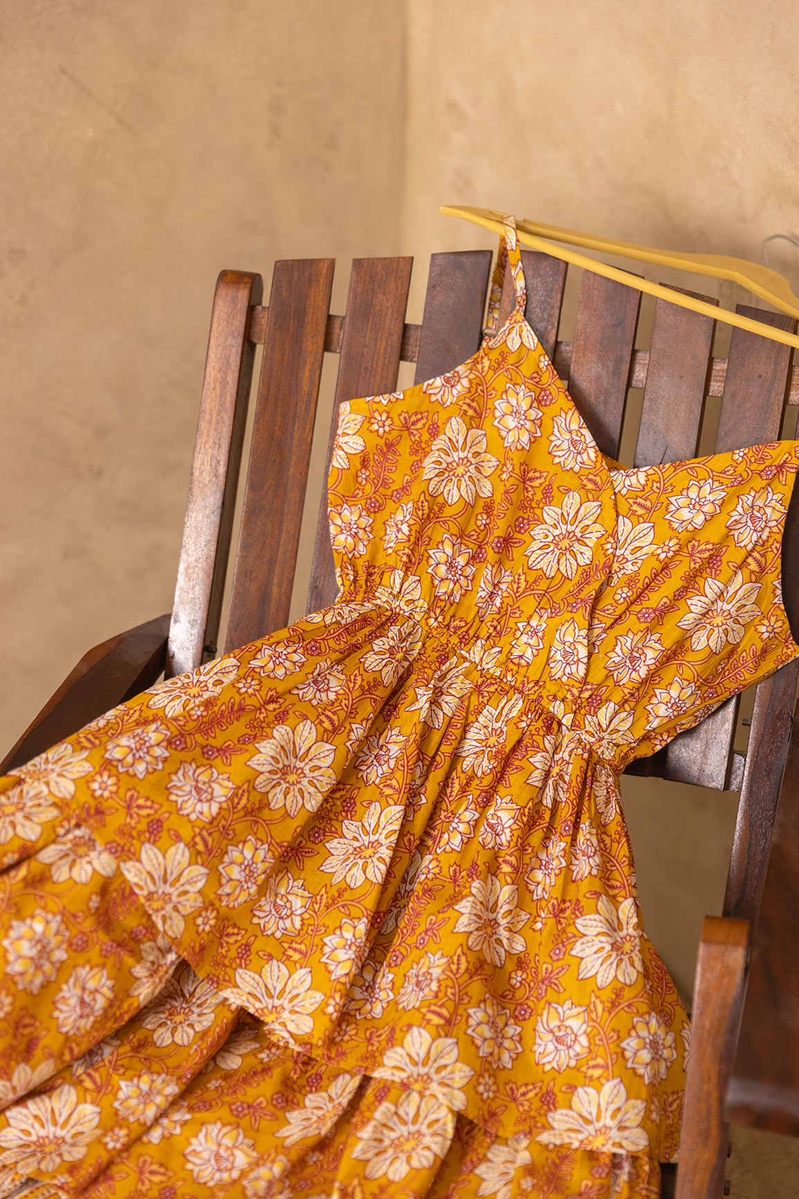 MUSTARD COTTON STRAP MAXI
