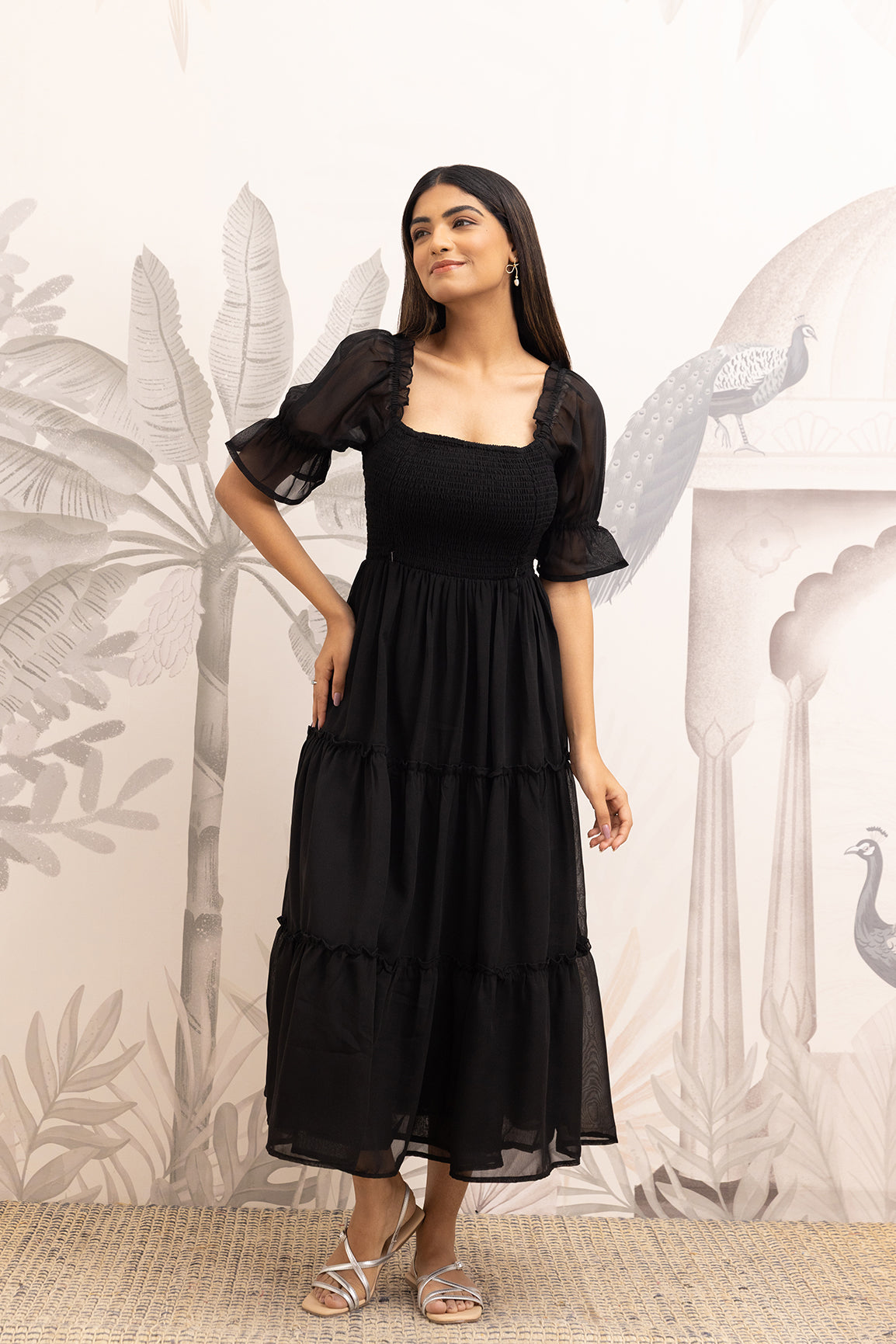 CLASSIC BLACK SMOCKED MAXI