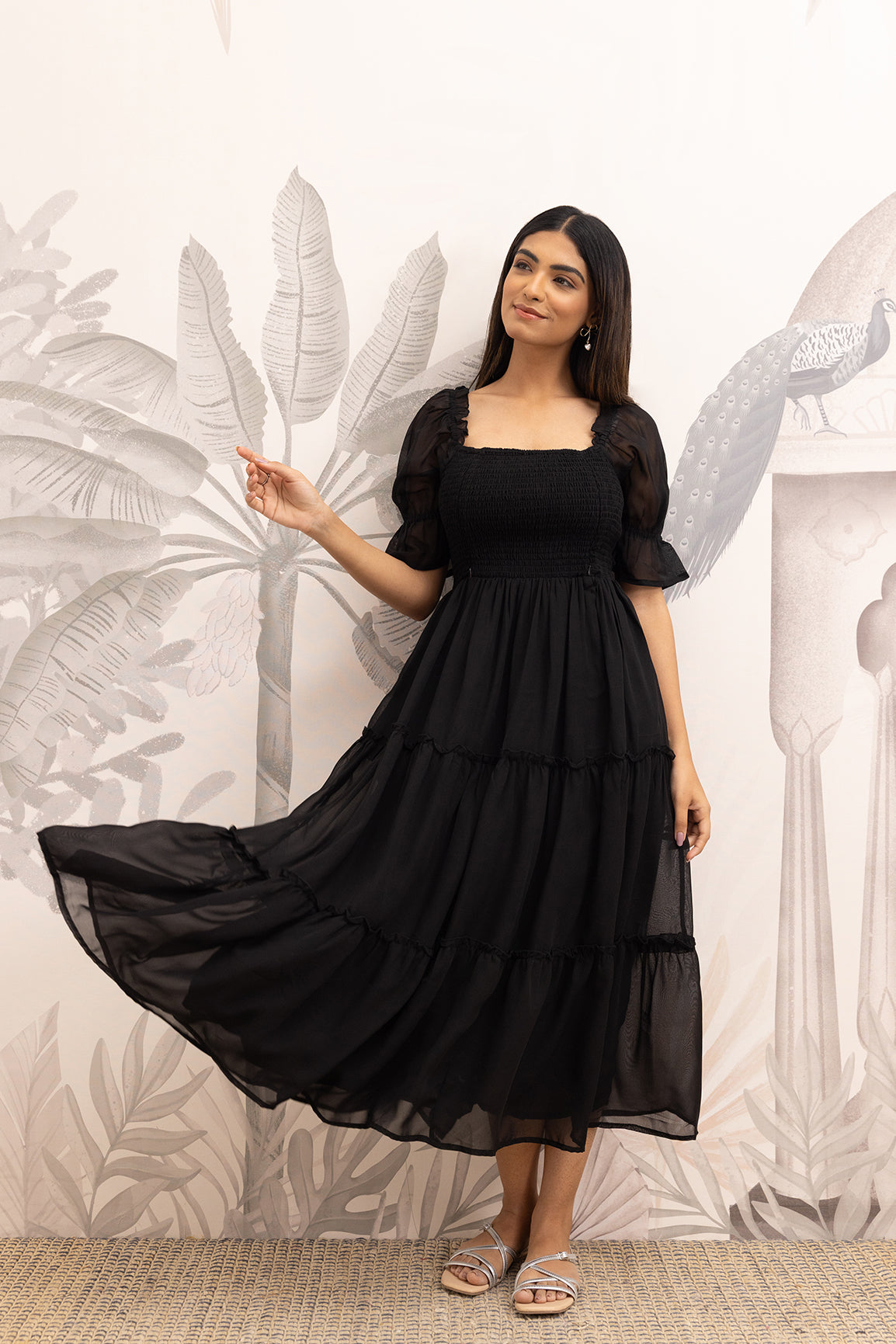 CLASSIC BLACK SMOCKED MAXI