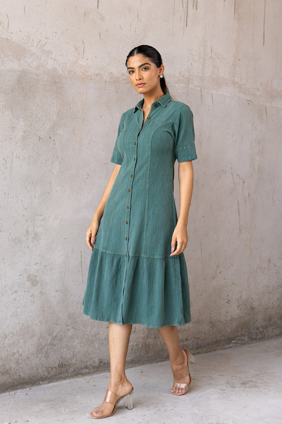 EMERALD COTTON DENIM MAXI