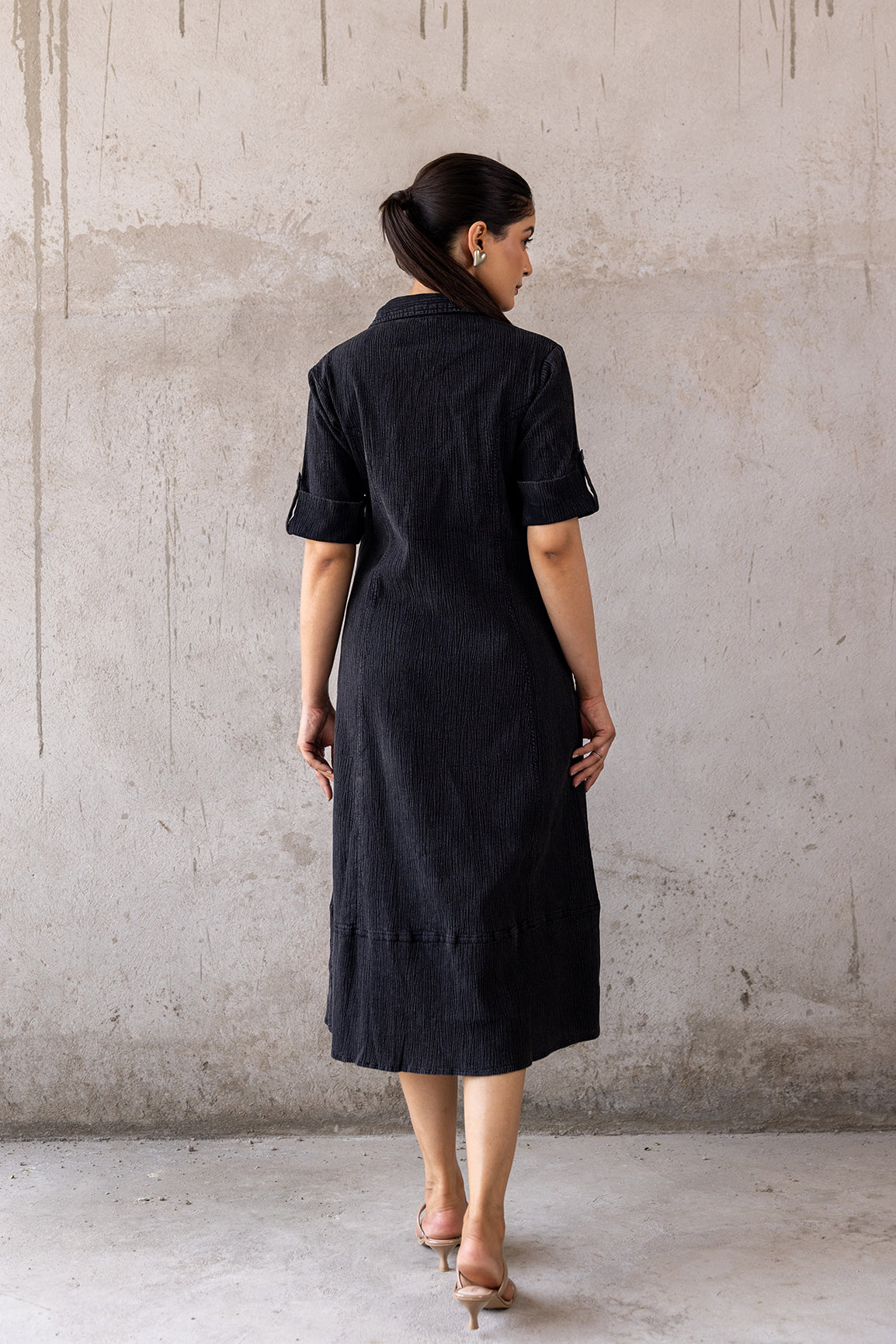 BLACK DENIM COTTON MAXI