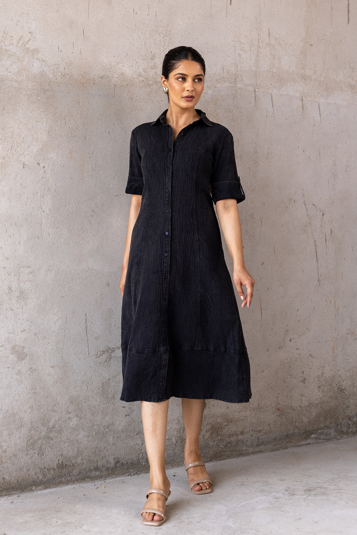 BLACK DENIM COTTON MAXI