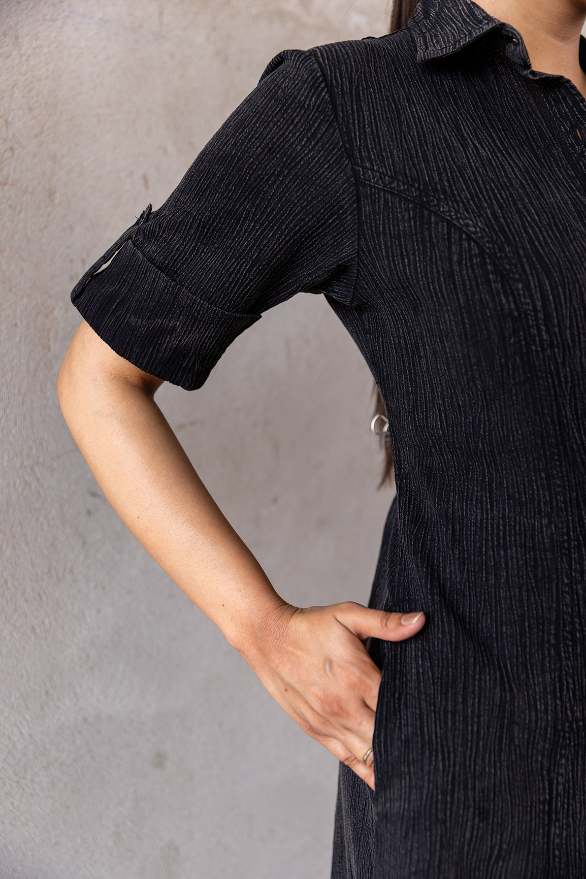 BLACK DENIM COTTON MAXI