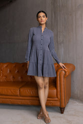 GREY DENIM MIDI DRESS