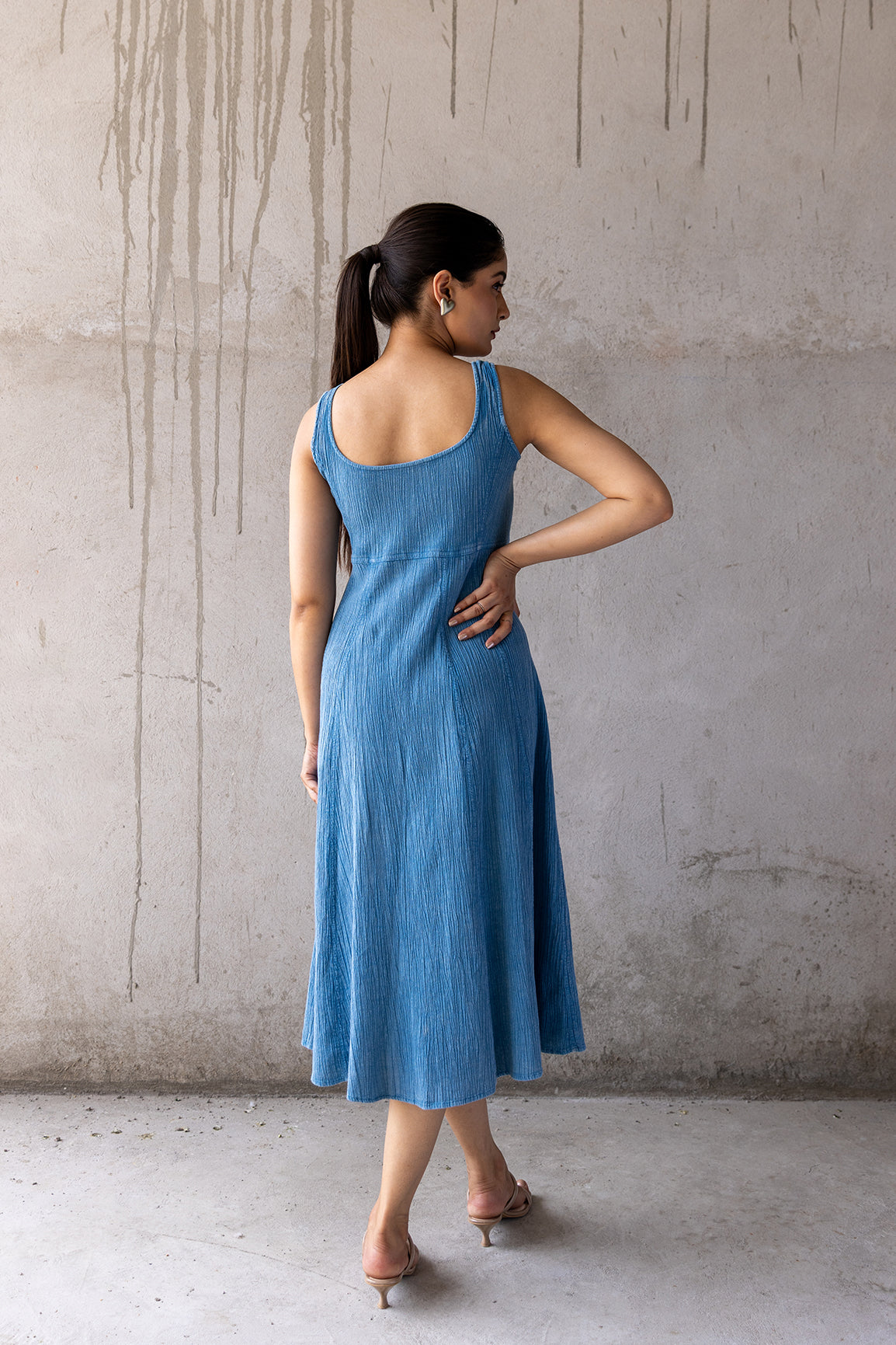 SKY BLUE COTTON DENIM DRESS