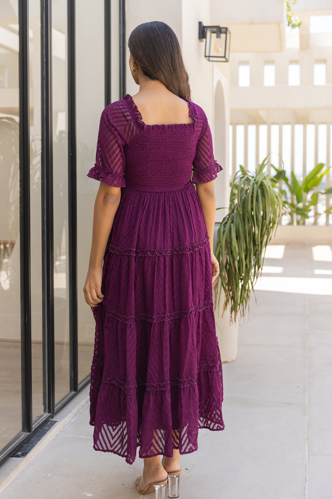 PLUM SMOCKED MAXI