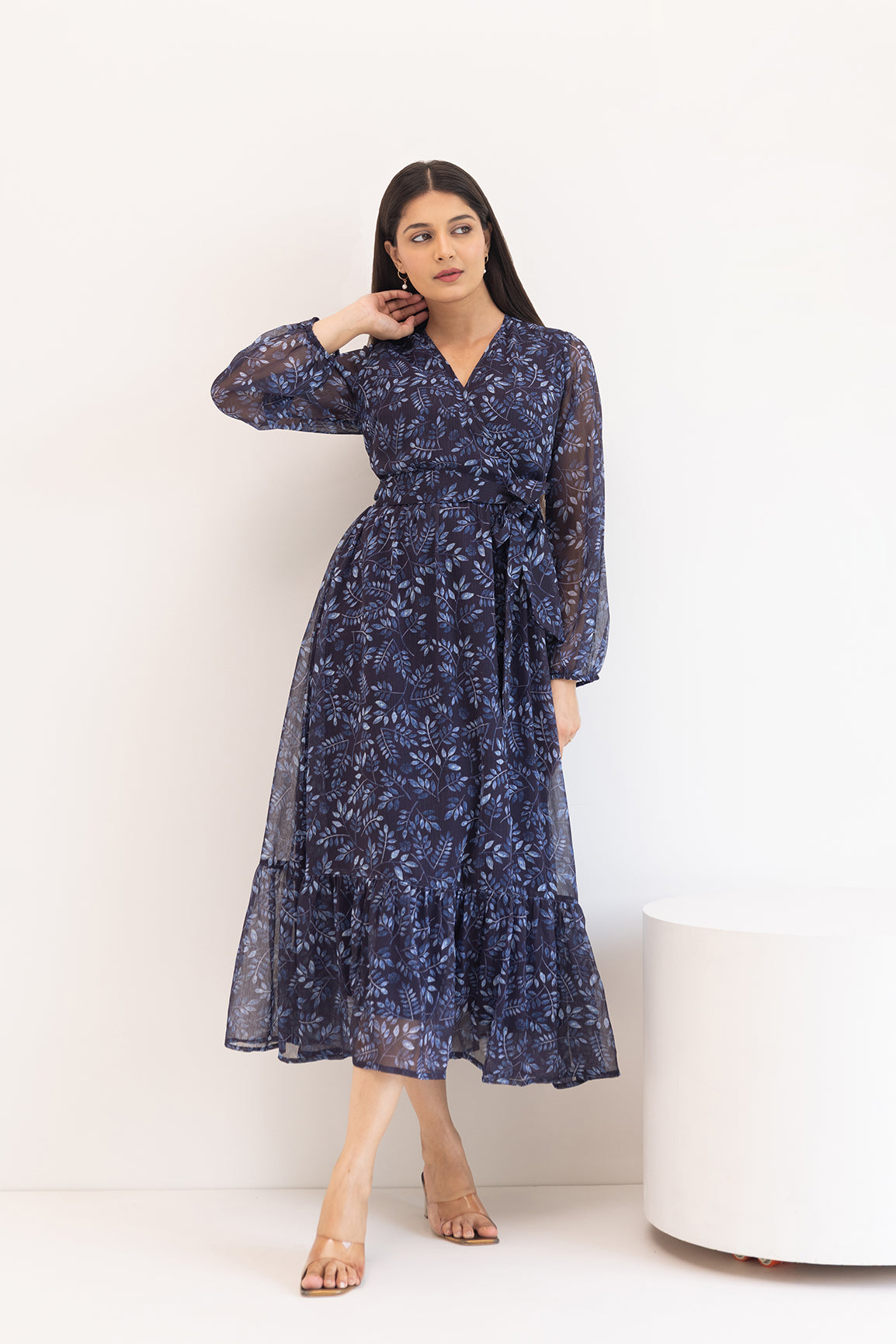 BLUE WRAP CHIFFON MAXI