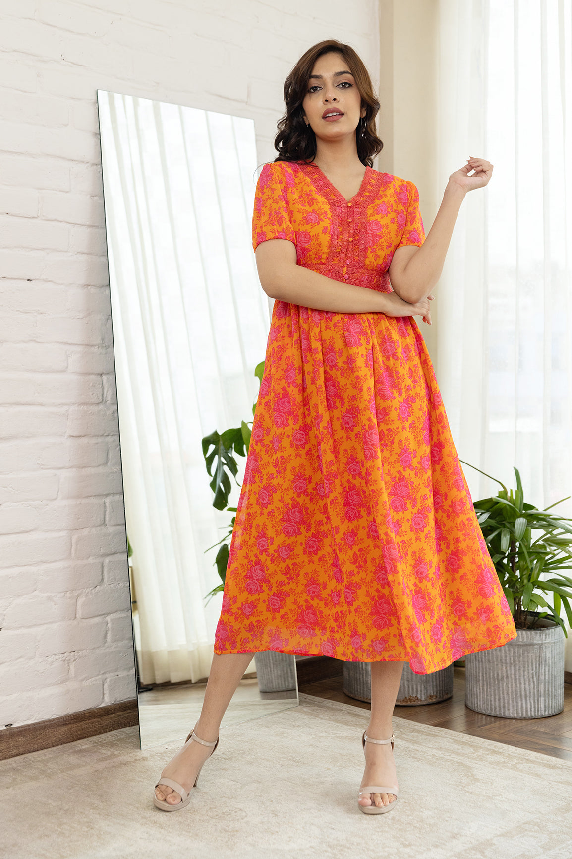 Orange Lace Maxi Dress Bright, Bold & Intricate Lace Design Orange Lace Maxi Dress Bright, Bold & Intricate Lace Design