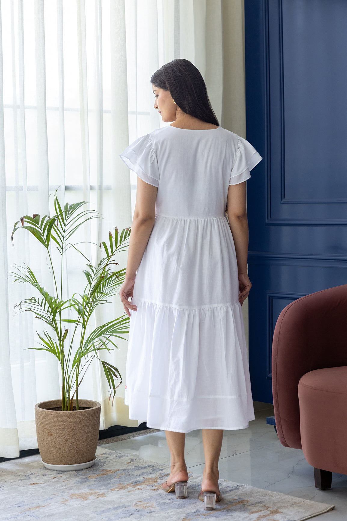 WHITE EMBROIDERY COTTON MAXI