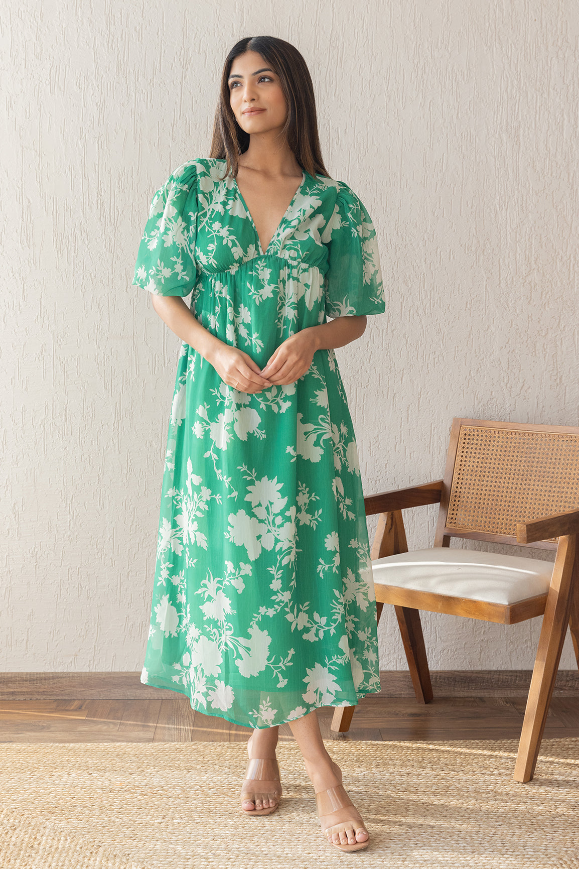 SEAFOAM GREEN FLORAL MAXI