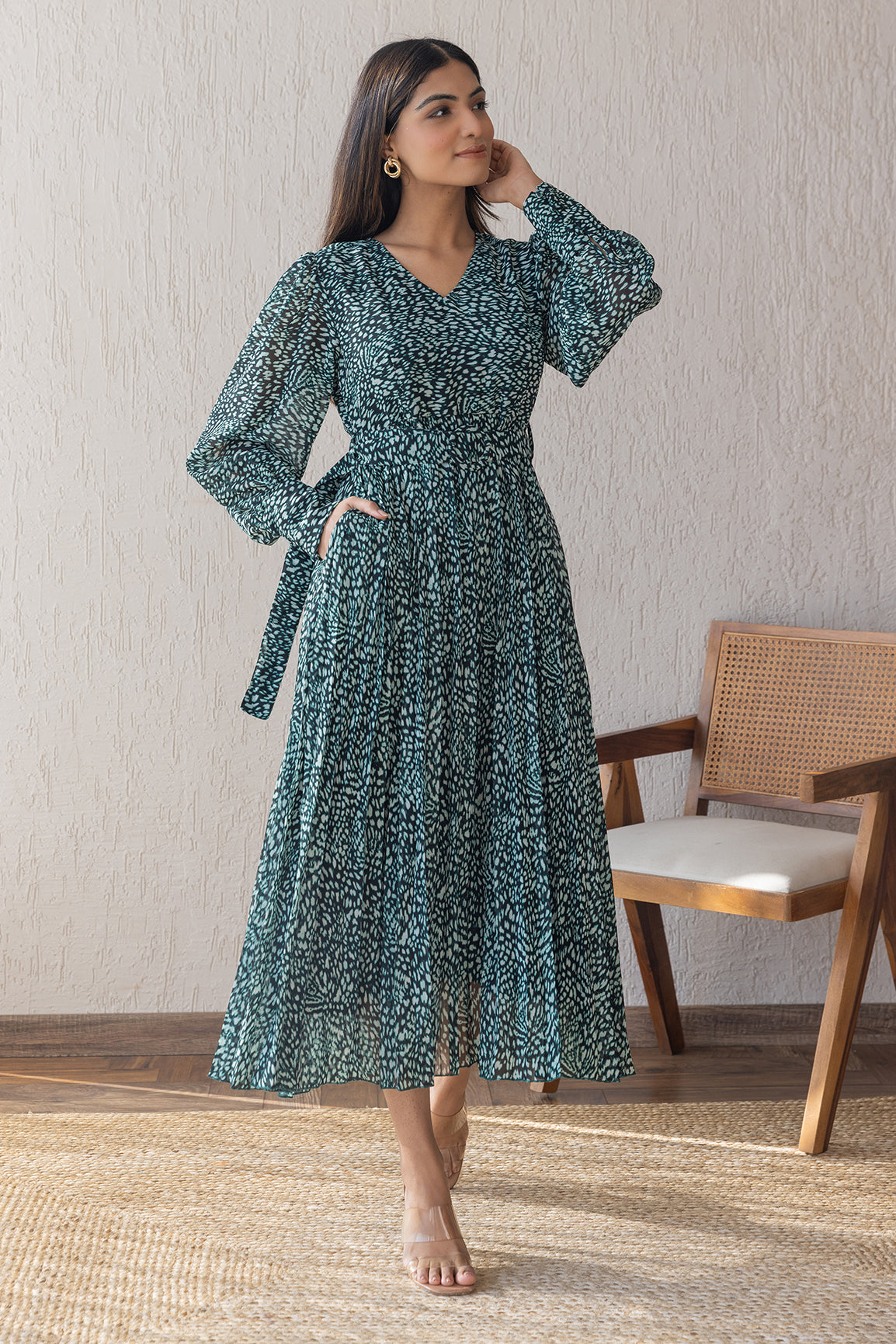 GREEN PLEATED MAXI GREEN PLEATED MAXI