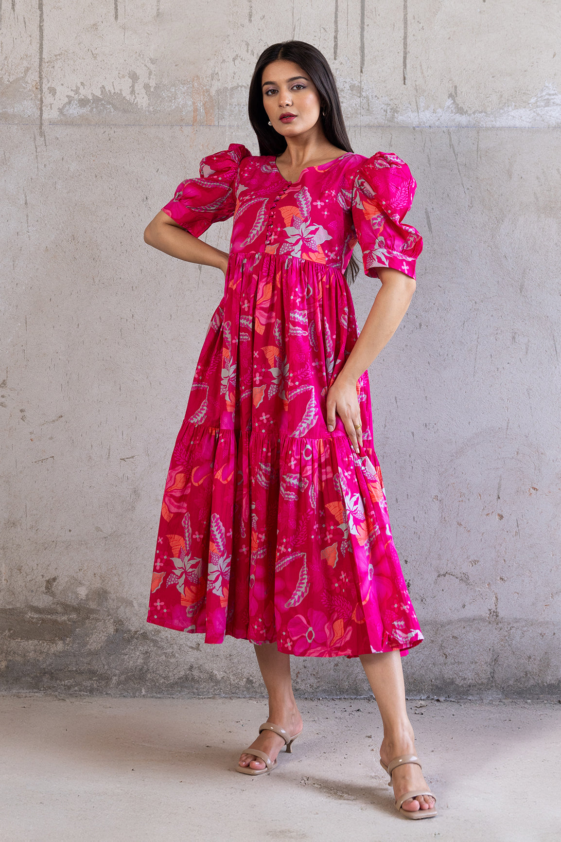 PINK FLORAL COTTON MAXI