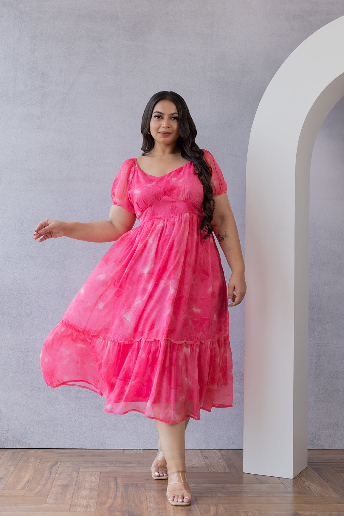 Pink chiffon maxi store