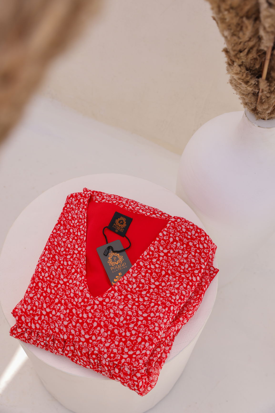 RED CHIFFON SMOCKED MAXI