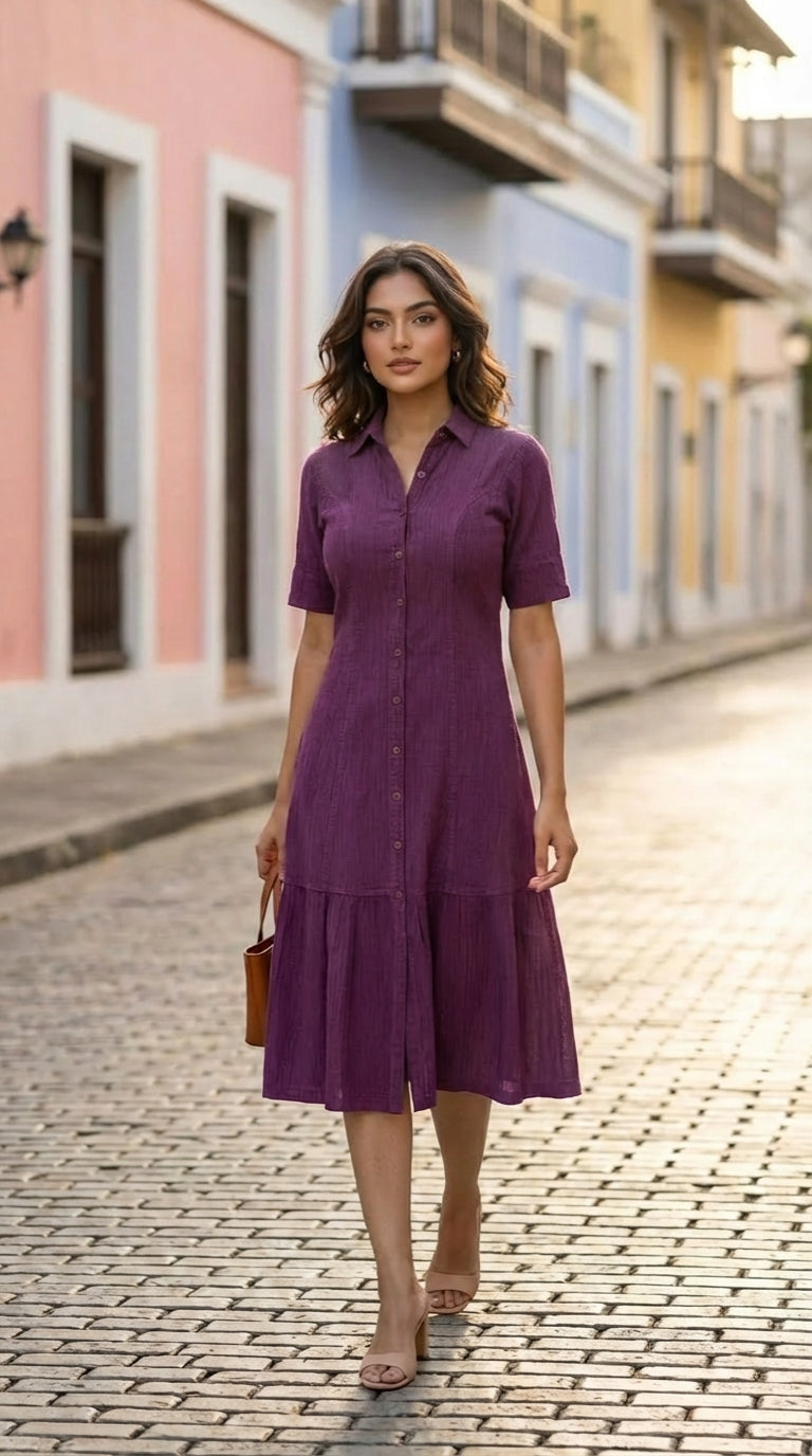 open lace back dress MULBERRY COTTON DENIM DRESS