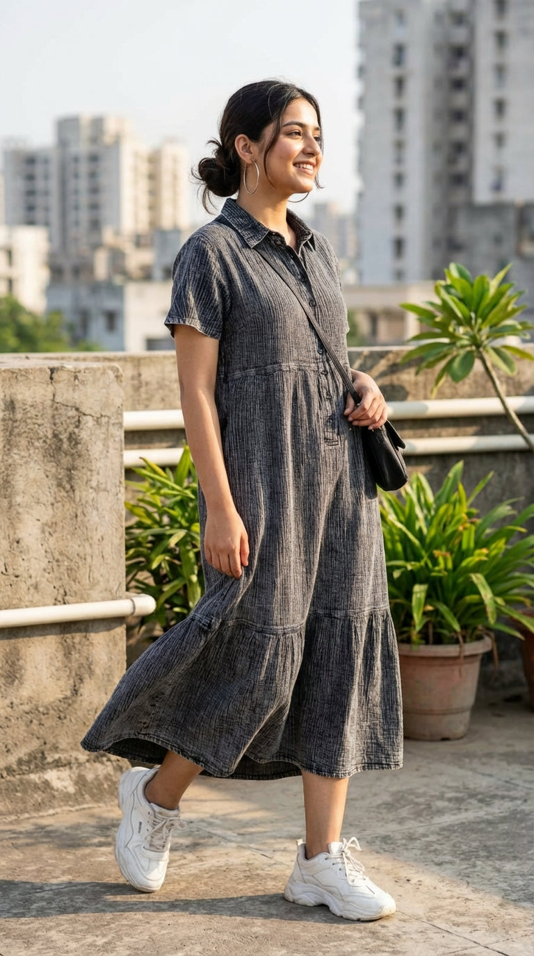 BLACK EVERYDAY COTTON DENIM MAXI