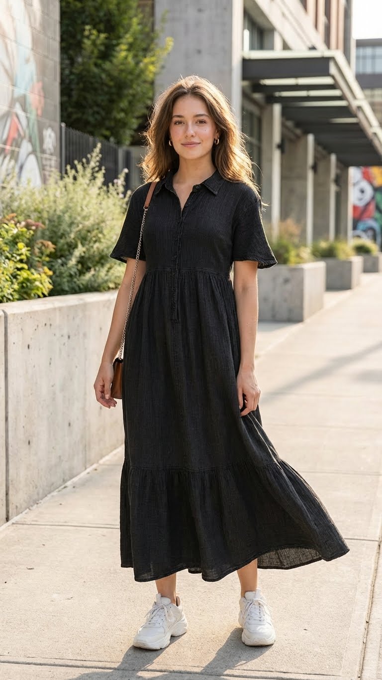 BLACK EVERYDAY COTTON DENIM MAXI