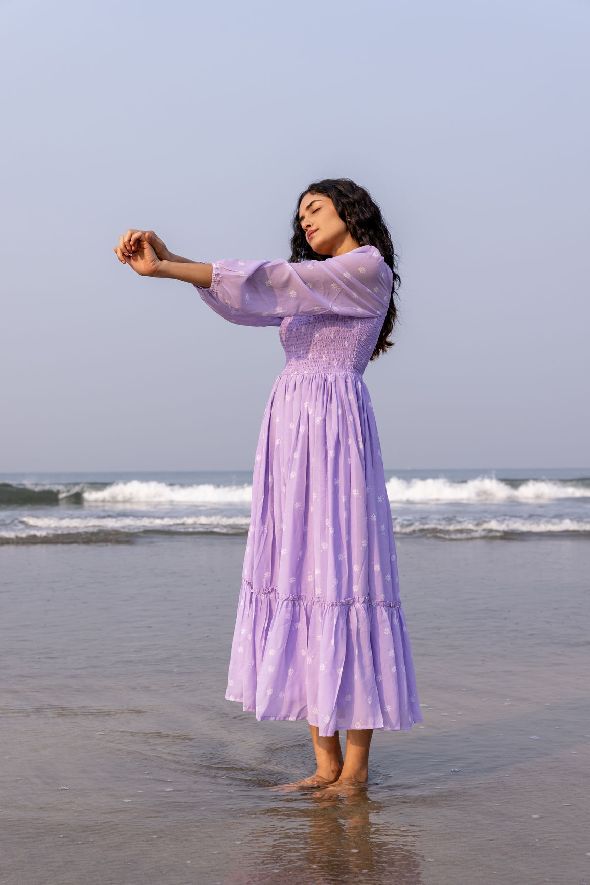 LILAC SMOCKED MAXI LILAC SMOCKED MAXI