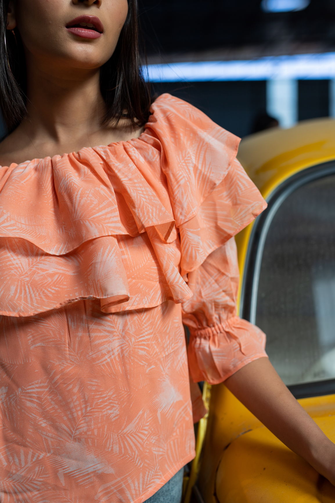 PEACH PRINTED TOP