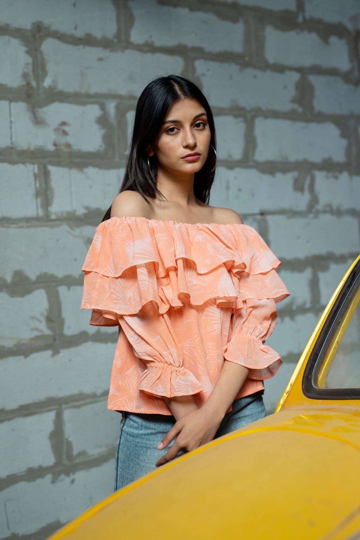 PEACH PRINTED TOP